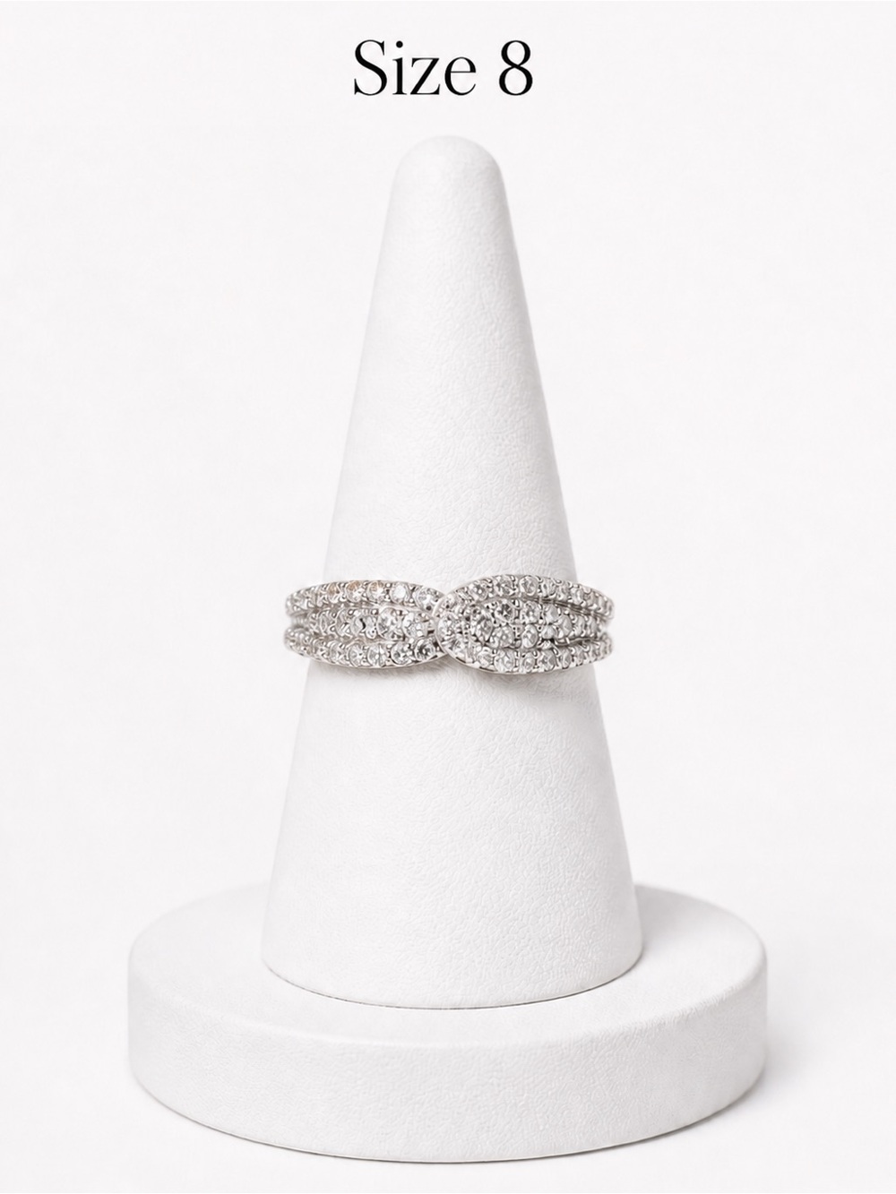 Diamond Pavé Knot Silver Ring - Size 8